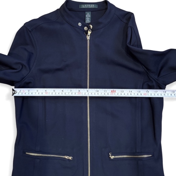 Lauren Ralph Lauren Navy Moto Jacket with Gold Hardware – Size 10 - Picture 5 of 7